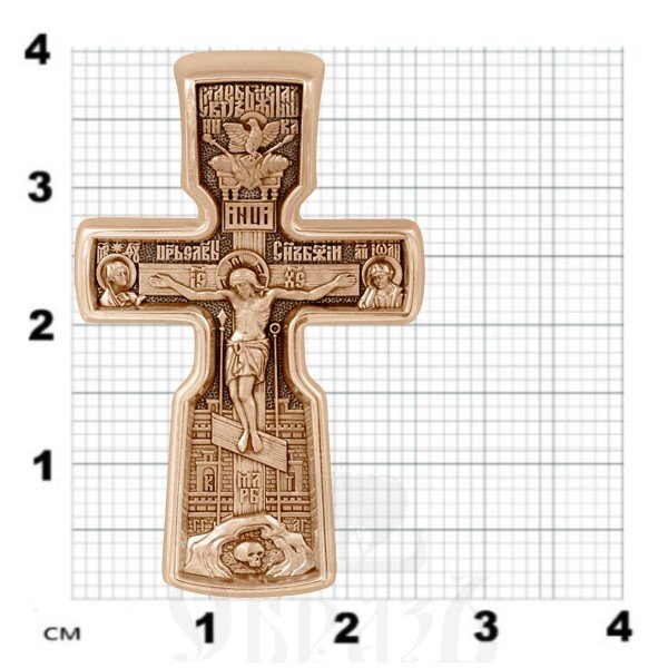 крест «распятие с предстоящими. святой николай чудотворец», золото 585 проба красное (арт. 201.517-1)
