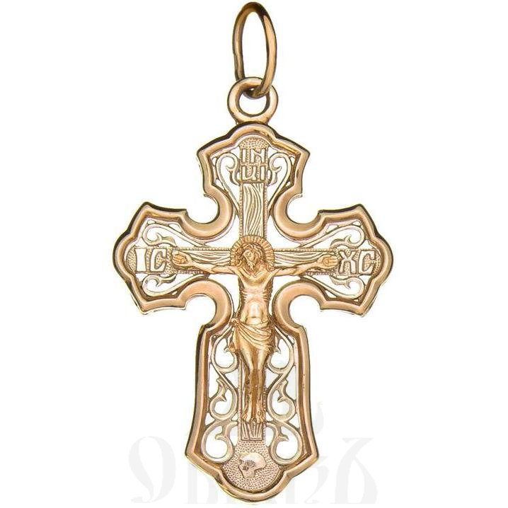золотой крест с молитвой "спаси и сохрани", 585 проба красного и белого цвета (арт. п30014-з5кб)