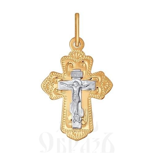 золотой крест с молитвой "спаси и сохрани" (sokolov 121101), 585 проба красного и белого цвета
