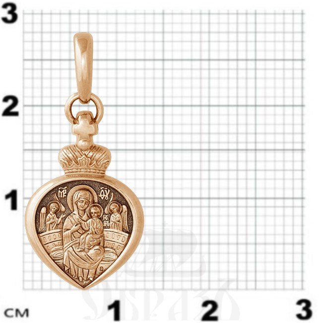 образок «икона божией матери «всецарица». ангел хранитель», золото 585 проба красное (арт. 202.278-1)