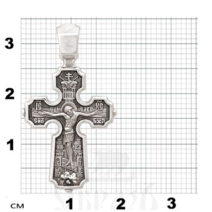 крест «распятие. казанская икона божией матери. николай чудотворец», золото 585 проба белое (арт. 201.512-3)