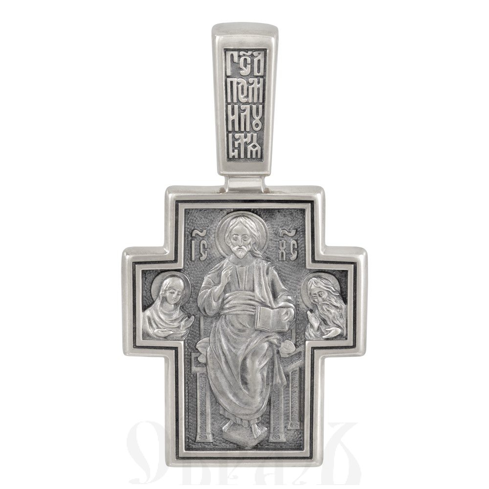 крест «господь вседержитель. илия пророк в пустыне», золото 585 проба белое (арт. 201.066-3)