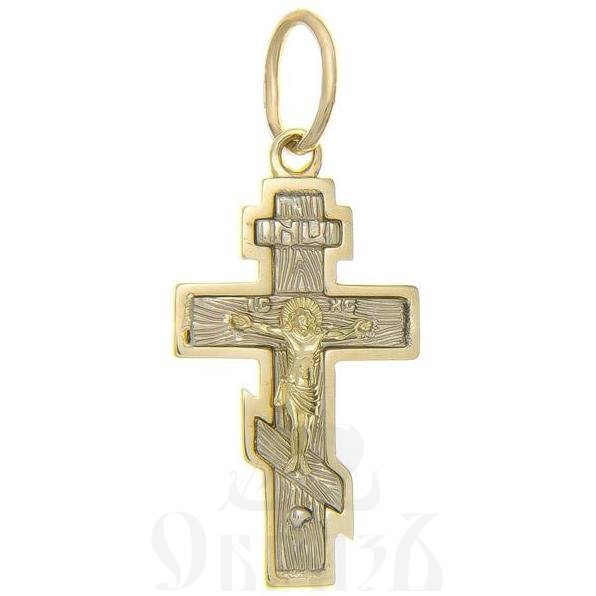 золотой восьмиконечный крест с молитвой "спаси и сохрани", 585 проба желтого и белого цвета (арт. п10072-з5жб)