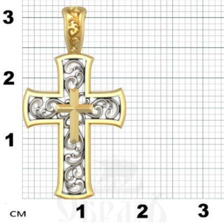 крест с молитвой «спаси и сохрани», серебро 925 проба с золочением (арт. 17.017)