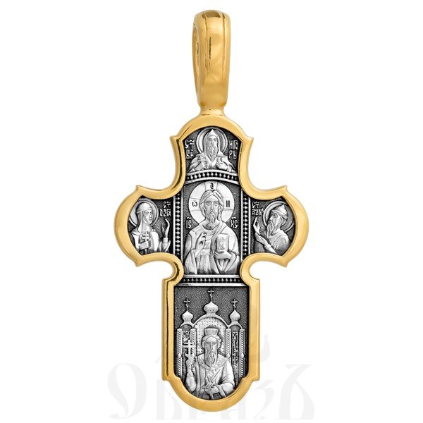 крест «господь вседержитель. икона божией матери «нерушимая стена», серебро 925 проба с золочением (арт. 101.098)