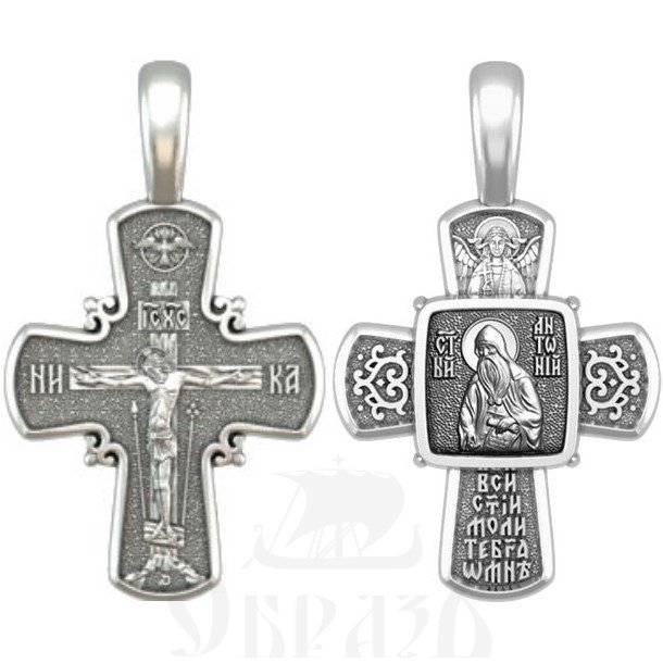 крест святой преподобный антоний печерский, серебро 925 проба (арт. 33.055)