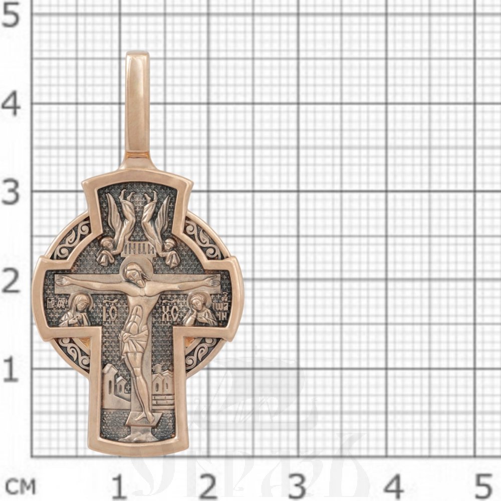 крест «распятие. георгий победоносец», золото 585 проба красное (арт. 201.291-1)